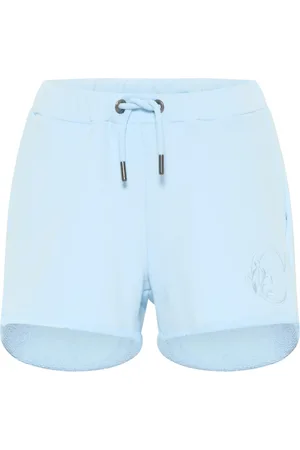 Carlo Colucci Korte broeken, Dames, Blauw, L, Katoen, De Amicis Geborduurde Sweatshorts