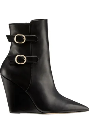 Stuart Weitzman Schoenen, Dames, Zwart, 35 EU, Leer, Western-geïnspireerde Saloon 100 Wedge Boot