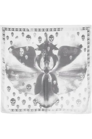 Alexander McQueen Accessoires, Dames, , ONE Size, Sjaal met Grafische Print en Logo Patch