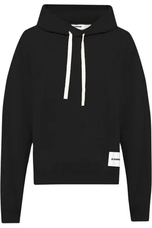 Jil Sander Sweatshirts & Hoodies, Heren, Zwart, L, Katoen, Hoodie met Logo Patch