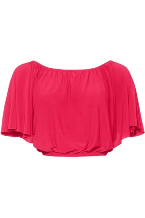 Dolce & Gabbana Blouses & Shirts, Dames, Roze, S, Solal Cropped Top - Koraalroze Stretch Blouse