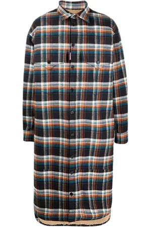 Dsquared2 Mantels, Heren, Veelkleurig, S, Katoen, Geruite Schotse Stijl Jas