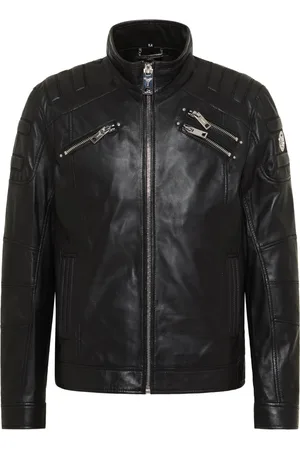 Carlo Colucci Jassen, Heren, Zwart, S, Joker Bikerstijl Leren Jas