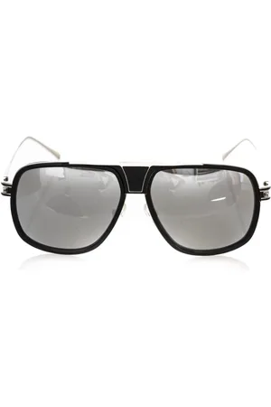 FRANKIE MORELLO Accessoires, unisex, Zwart, ONE Size, Zwarte metallic vezel zonnebril, schildmodel