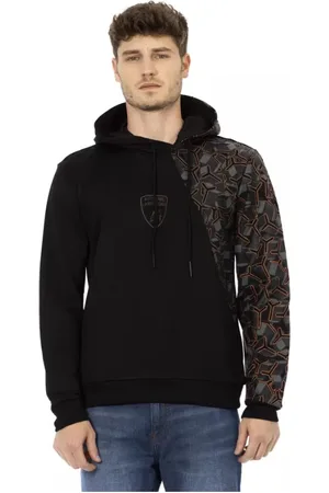 AUTOMOBILI LAMBORGHINI Sweatshirts & Hoodies, Heren, Zwart, S, Katoen, Zwarte Katoenen Sweater met Schildlogo