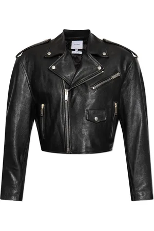 Halfboy Jassen, Dames, Zwart, S, Leer, Geknipte leren jas