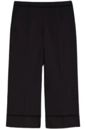 Twin-Set Broeken, Dames, Zwart, M, Leer, Stretchbroek met borduursel
