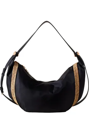 Borbonese Tassen, Dames, Zwart, ONE Size, Suède, Veelzijdige Orbit Hobo Schoudertas