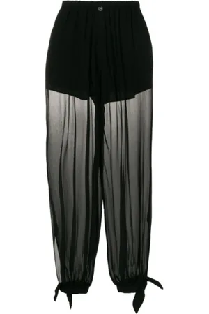 Twin-Set Broeken, Dames, Zwart, S, Transparante zwarte broek