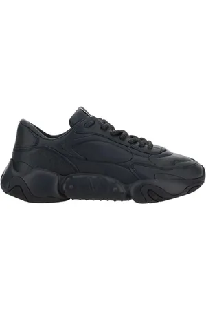 VALENTINO Schoenen, Heren, Zwart, 40 EU, Leer, Zwarte Leren Lage Sneakers