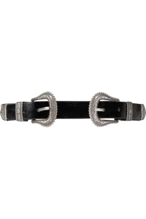 Twin-Set Accessoires, unisex, Zwart, L, Leer, Zwarte Texaanse Gesp Riem