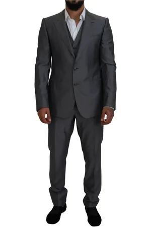 Dolce & Gabbana Pakken, Heren, Grijs, XS, Wol, Grijze Slim Fit Suit - Sicilia 3-delig