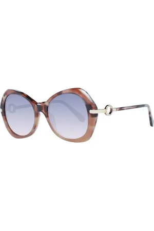 Omega Accessoires, Dames, Bruin, ONE Size, Bruine dameszonnebril met blauwe gradientlenzen
