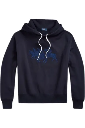 Ralph Lauren Sweatshirts & Hoodies, Dames, Blauw, L, Katoen, Geborduurde Triple Rider Sweatshirt