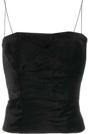 FORTE FORTE Tops, Dames, Zwart, L, Katoen, Velvet Bustier Top