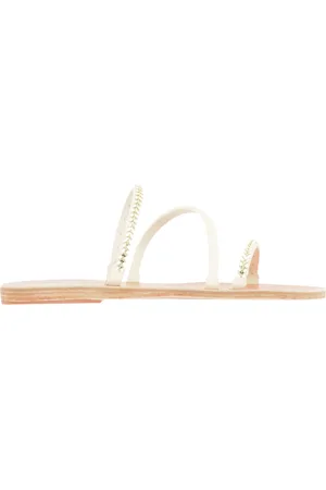 Ancient Greek Sandals Schoenen, Dames, Wit, 38 EU, Leer, Handgemaakte leren sandalen met emaille kettingdetail