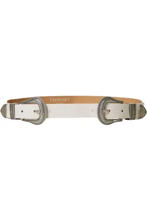 Twin-Set Accessoires, Dames, Wit, M, Leer, Witte Texaanse Gesp Riem