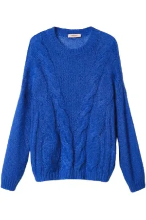Twin-Set Truien, Dames, Blauw, S, Wol, Donkerblauwe Mohair Trui