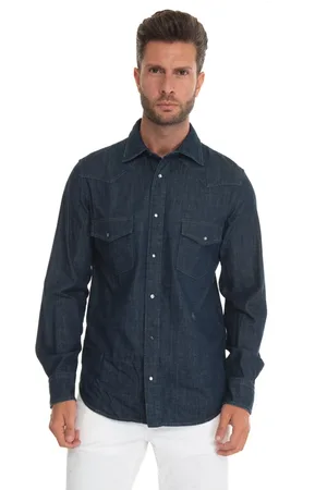Jacob Cohen Overhemden, Heren, Blauw, M, Katoen, Stone Washed Jeans Overhemd met Borstzakken