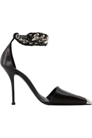 Alexander McQueen Schoenen, Dames, Zwart, 38 EU, Leer, Zwarte Leren Hakken