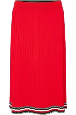 Tommy Hilfiger Rokken, Dames, Rood, M, Nylon, Casual Geplooide Midi Rok