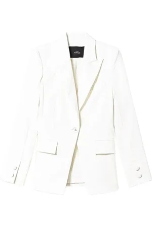 Twin-Set Jassen, Dames, Wit, S, Satijn, Satijnen blazer met knoopsluiting