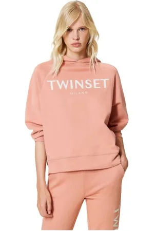 Twin-Set Sweatshirts & Hoodies, Dames, Roze, M, Katoen, Hoodie met raglanmouwen