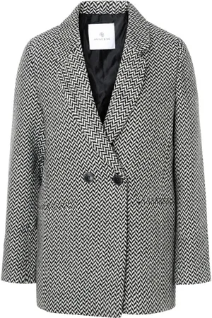 ANINE BING Jassen, Dames, Zwart, XS, Wol, Visgraat zwart-wit blazerjasje