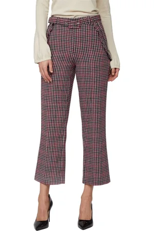 Twin-Set Broeken, Dames, Grijs, M, Wol, Geruite Grijze en Rode Broek
