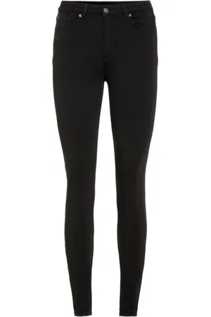 VERO MODA Jeans, Dames, Zwart, 2XL L30, Polyester, Vmlux NW Super S Jeans Ba 037 Noos G: Zwart | Freewear Zwart