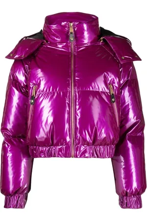 VERSACE Jassen, Dames, Paars, S, Polyester, Paarse Aw 23 Donsjas voor Dames
