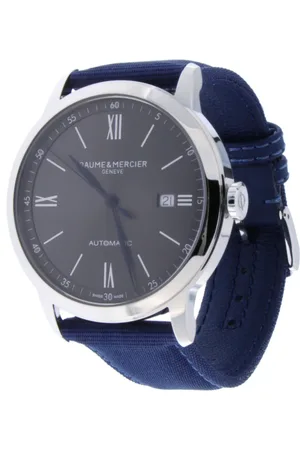 Baume et Mercier Accessoires, Dames, Grijs, ONE Size, Classima Automatisch Blauw Textielband