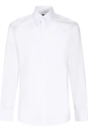 Dolce & Gabbana Overhemden, Heren, Wit, M, Katoen, Witte Katoenen Elastan Overhemden