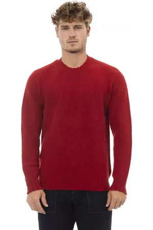 ALPHA STUDIO Truien, Heren, Rood, L, Wol, Rode Wol Crewneck Sweater
