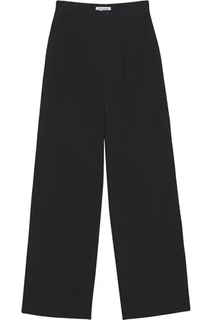 ANINE BING Broeken, Dames, Zwart, XS, Linnen, Wijde broek Carrie Zwart
