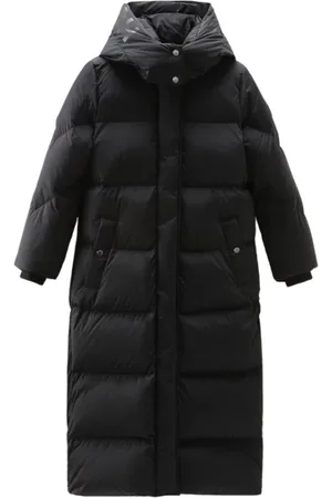 Woolrich Mantels, Dames, Zwart, S, Hollow Lange Parka met Street Style Details