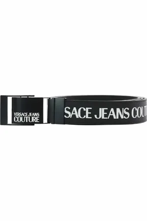 VERSACE Accessoires, Heren, Zwart, 105 CM, Leer, Zwarte Leren Heren Riem - 100