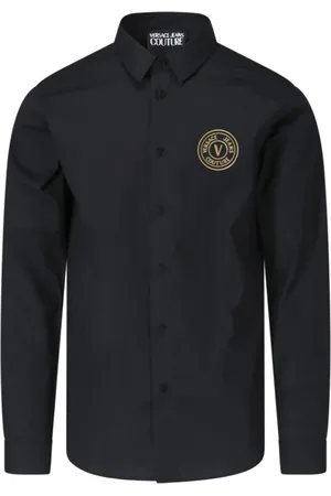 VERSACE Overhemden, Heren, Zwart, M, Zwarte Casual Overhemd voor Heren