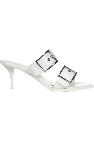 Alexander McQueen Schoenen, Dames, Wit, 37 EU, Leer, Witte hakmuiltjes met verstelbare bandjes
