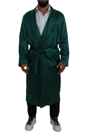 Dolce & Gabbana Nachtkleding & Lounge, Heren, Groen, S, Groene Zijden Taille Riem Badjas Nachtkleding