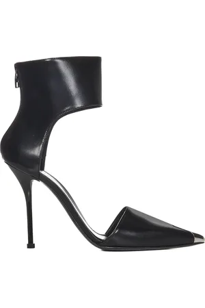 Alexander McQueen Schoenen, Dames, Zwart, 37 EU, Leer, Zwarte hakken enkelband sandalen