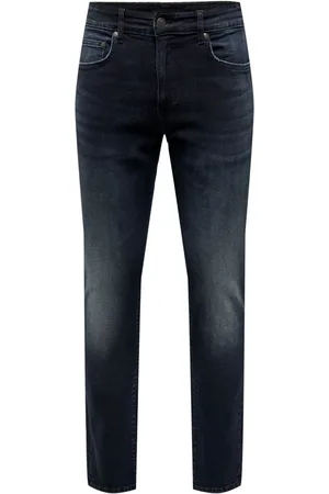 Only & Sons Jeans, Heren, Blauw, W34 L34, Denim, Slim Black Denim Jeans