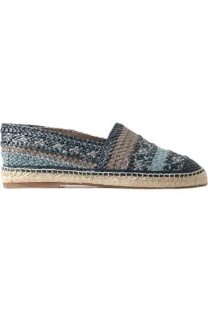 Dolce & Gabbana Schoenen, Dames, Veelkleurig, 40 EU, Leer, Blauw Grijs Leren Buffalo Espadrille Schoenen