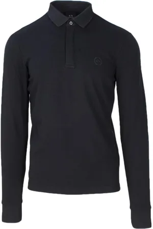 Armani Exchange Tops, Heren, Zwart, M, Heren Polo met Lange Mouwen in Zwart