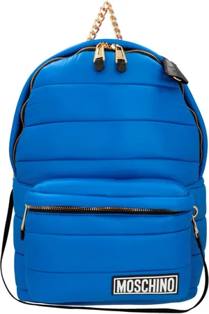 Moschino Tassen, Dames, Blauw, ONE Size, Gewatteerde Hooded Rugzak