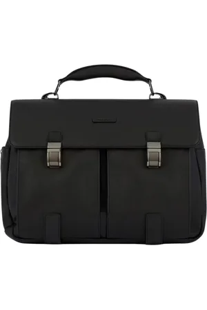 Piquadro Tassen, unisex, Zwart, ONE Size, Leren Schoudertas met Twee Externe Zakken