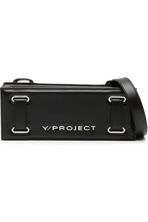 Y / PROJECT Tassen, Dames, Zwart, ONE Size, Leer, Zwarte Accordeon Mini Tas met Geplooid Ontwerp