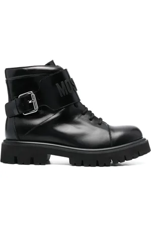 Moschino Schoenen, Heren, Zwart, 42 EU, Leer, Logo-Ingelegde Leren Veterschoenen