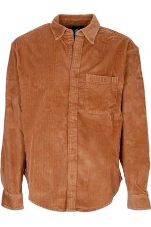 Element Overhemden, Heren, Bruin, M, Stoere Corduroy Overhemd voor Mannen