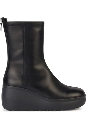 Geox Schoenen, Dames, Zwart, 36 EU, Leer, Originele Dames Sleehak Enkellaars